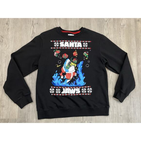 Jolly Knits Santa Jaws Crewneck Christmas Sweatshirt Men’s Size L - Picture 1 of 7